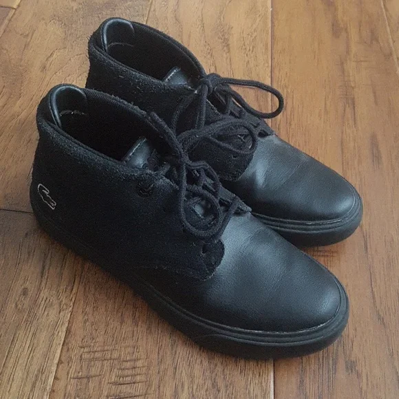 Black Men's Esparre Chukka Leather Sneakers Lacoste Shoes